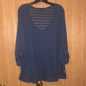Gap, Sheer Stripe Top, Navy Blue, 2XL